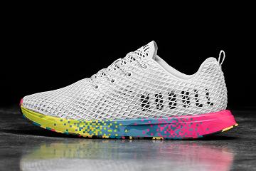 Men's Nobull Neon Glitch Mesh Running Shoes White | SG H2114A